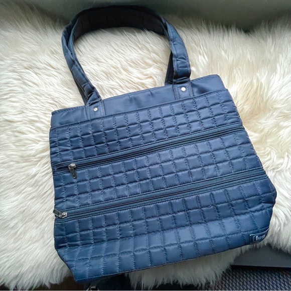 LUG Blue Taxicab Quilted Shoulder Bag Travel Tote Large Laptop Bag Personal Item - Picture 2 of 7